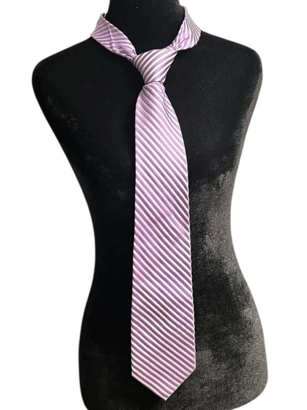 Bruno Piattelli Roma 100% Silk Tie Purple & Silver Diagonal Stripe Handmade 4”